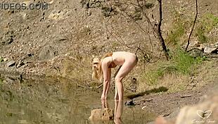 Charlie Pleasures Herself Outdoors By The Lake!