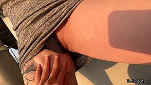 Risky teen masturbates under bridge in public nature spot