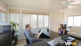 Brunette teen gets nailed in office casting interview for cash