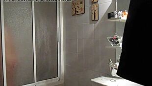 my wife bathing in the shower