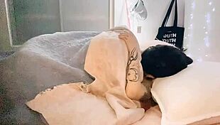 this cute chilean teen couple with tattoos and punk style having a homemade blowjob and fucking session that leads to orgasm