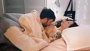 this cute chilean teen couple with tattoos and punk style having a homemade blowjob and fucking session that leads to orgasm