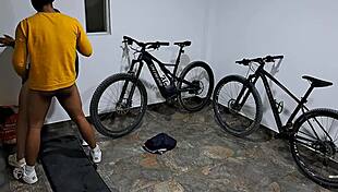 My cousin sucks my dick in the garage before we fuck against the wall