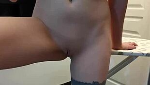 French Blonde Caliiie Masturbates and Cums Twice After Laundry