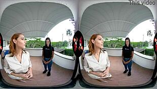 in vr, a guy dives into a threesome with two super hot latinas for intense group sex