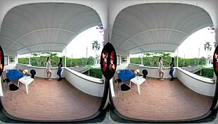 in vr, a guy dives into a threesome with two super hot latinas for intense group sex