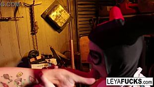 Blonde Whorley seduces her victim in the boiler room with big tits and pussy