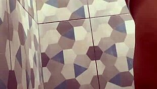 Latina teen 18+ prostitute playfully toys in bathroom with amateur babe.