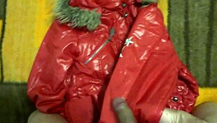 I cumshot on my sister-in-law's delicious nylon jacket