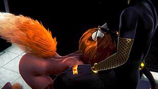 Anubis dogboy licks foxygirl in toilet