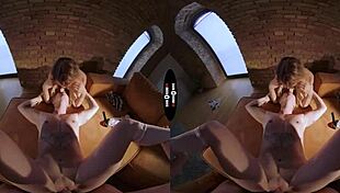 Check out these big bad blonde girls in dark room VR riding hard