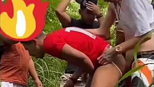 Intense Bareback Gay Fucking in Public Park Without Protection!