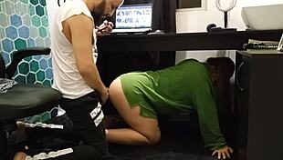 Blonde secretary cheats on husband with boss for salary raise as prostitute