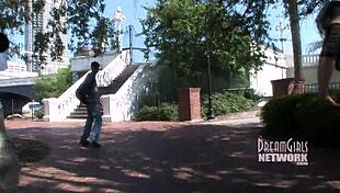 Two latinas strip naked and masturbate in public 😏