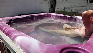 Dayanara Relaxes in Shaved Jacuzzi Pool Setting