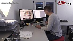 Gorgeous hot blonde babe gets bent over for doggystyle by amateur guy.