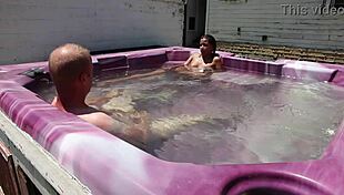 Dayanara Relaxes in Shaved Jacuzzi Pool Setting