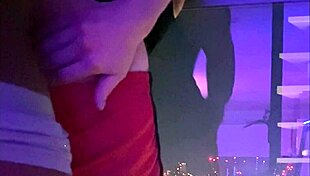 Amateur anal assfucking with monster cock bareback on balcony