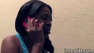 Ebony woman with big tits performs deepthroat on interracial cock through glory hole, then bent over in doggystyle for hardcore fucking.