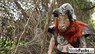 Hot Hunter Nicole Aniston snags a minotaur and drains his balls dry! 😈