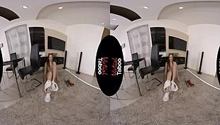 Virtual Taboo Features Brunette Giving Handjob In POV Hardcore Scene With Shaved Kitty