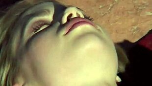 little april showcases her sexy natural tits and fingers her pussy in doggystyle outdoors