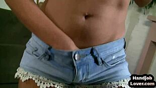 Can you believe this POV handjob where the beauty erotically wanks and oils up the dick?