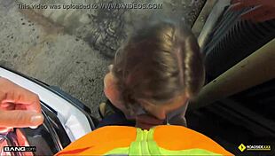 Is that blonde teen fucking for her car?