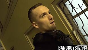 Two gay dudes start sucking cock and fucking in a building. Public creampie action.