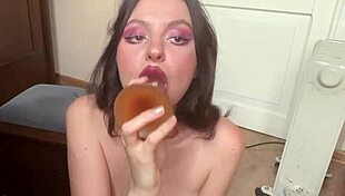 Cute Brunette Teen Hardcore Fucking Herself With Intense Actions