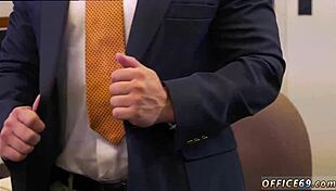 Feeling the intense pleasure as men eat cum from big cocks in the gay HR meeting.