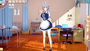 Intriguing contrast: touhou's sakuya izayoi gets her big 3d tits rubbed intensely in anime hentai blowjob scene