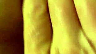 Babe gives handjob to huge cock, cum on big natural tits