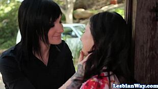 Tattooed lesbians pussylick after fingering