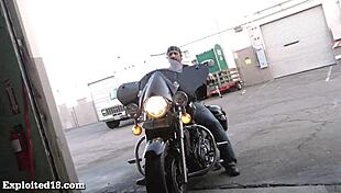 brunette teen slut gets hardcore blowjob and cumshot from mechanic during casting interview