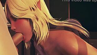 sexy elf girl gives blowjob and handjob