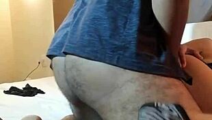 Petite emo girl fucks passionately in hotel, her big ass bouncing wildly.