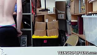 redhead teen katy kiss gets bent over and facialized at work for theft