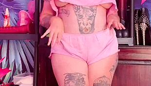 Silk pajamas tease with curves and charm in private