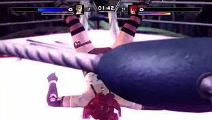 Candy cane's redhead wrestling destruction in rumble roses xx
