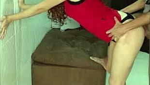 young brazilian amateur surprises water deliverer with special attention while husband is away, gabbie luna full on red