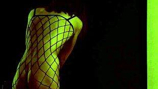 Classy Russian Teen in Fishnets Fingers Her Brunette Pussy Solo