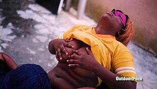 In Public, Ebony Babe Dives Into Pussy, Licking And Sucking Passionately