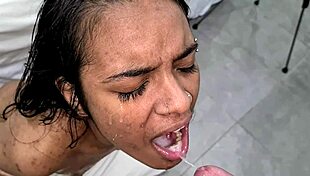 jasmine santanna, petite latina, fucked by two monster cocks, cums hard, swallows loads