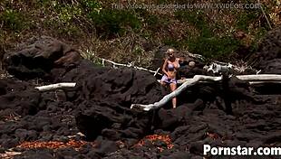 Roxy Panther Masturbates Hardcore Outdoors with Piercing