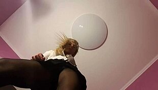 i turned him into a footstool under the floor, blonde femdom style