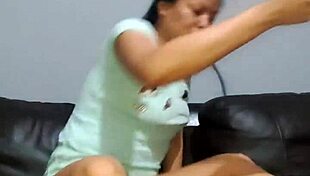 A teen girl masturbates while watching homemade pussy licking and cum scenes.