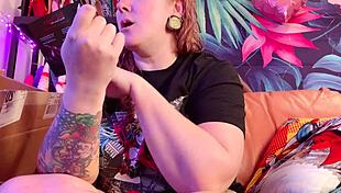 Look at this huge bad dragon dildo I'm unpacking.