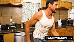 perv stepuncle fucks stepniece in kitchen!