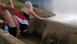 Watch that blonde blowjob in the public lake?
